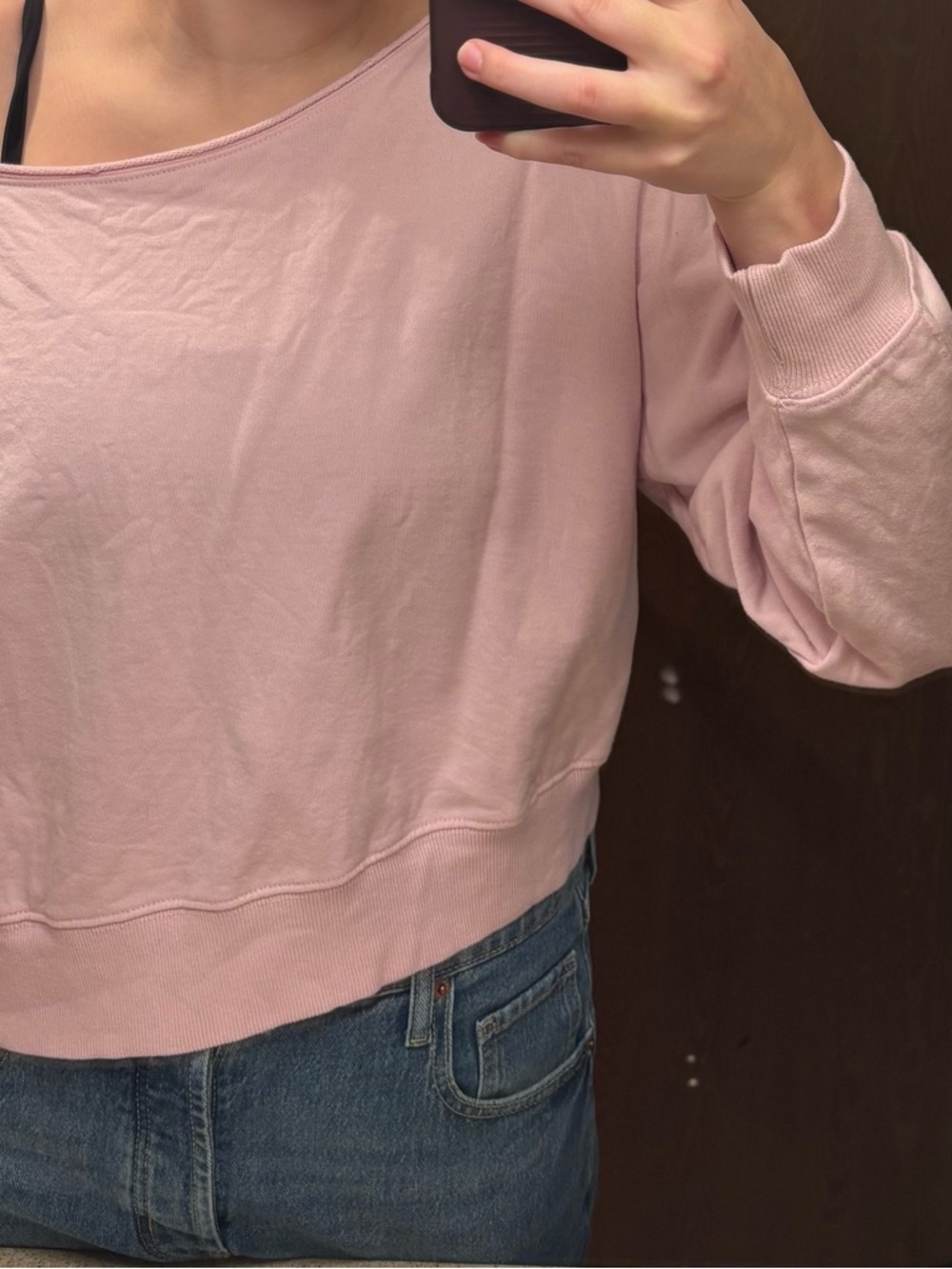 Light Pink Cropped Pullover Sweatshirt